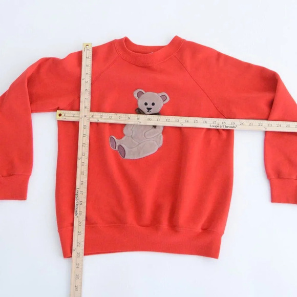 Vintage Bassett-Walker Red Teddy Bear with Bow Crewneck Sweater  M - Picture 4 of 14